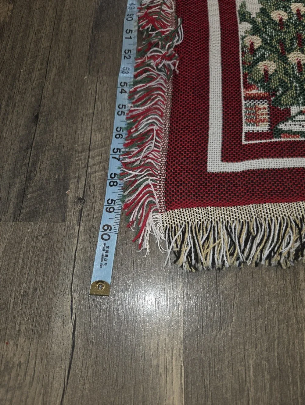 Vintage Christmas Village Woven Tapestry Throw Blanket Afghan Fringe 60x43